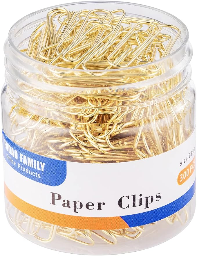 Gold Paper Clips, 300-Count, 1.1 Inch (28mm) Small