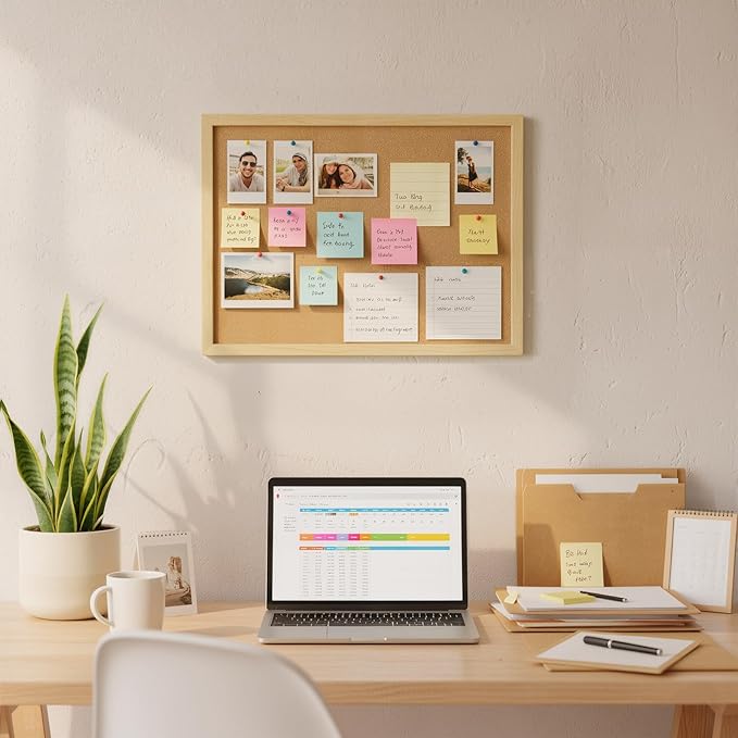2 Pcs Small Cork Board, 17.7''x13.3'', Wooden Framed | Cork Bulletin Board for Wall, Vision Board Supplies, Prayer Board, Picture Board for Photos, Office, Home Decor, School