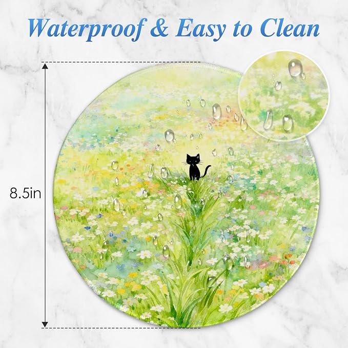 Round Mouse pad, high-end Texture, Sewn Edge Design, Anti-Slip Rubber Base. 8.6 x 8.6 inches (Meadow)
