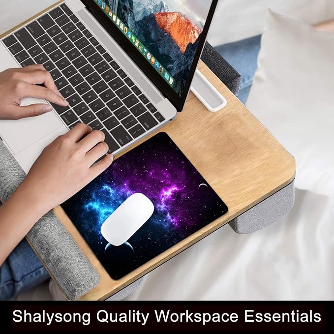 Purple Galaxy Mouse Pad, 9.5"x7.9" Non-Slip Computer Laptop Pad | Personalized mousepad with cosmic moon night print. Premium smooth fabric surface, 3mm cushion & rubber base.