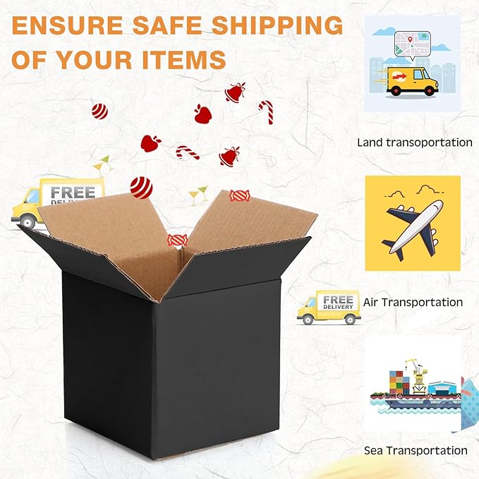 Yeaqee 72 Pcs Shipping Boxes Corrugated Cardboard Small Shipping Boxes for Packaging Mailing Packing Moving Small Business Storage Crafts Gifts(4x4x4 Inch,Black)