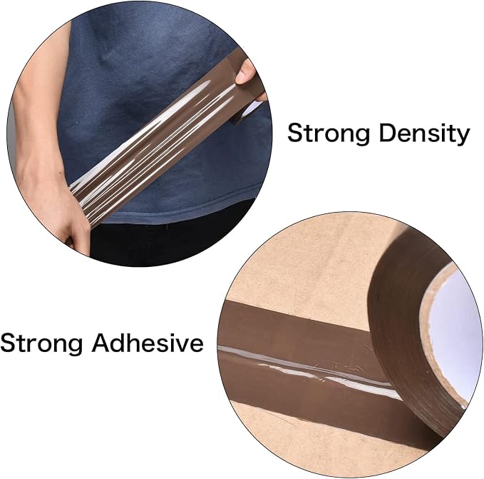 6-Pack No Noise Brown Packing Tape with Dispenser,2.7mil x 1.88" x 55Yds Heavy Duty Noiseless Packing Tape,Packaging Tape for Shipping, Industrial Grade Moving Tape for Boxes COSIMIXO