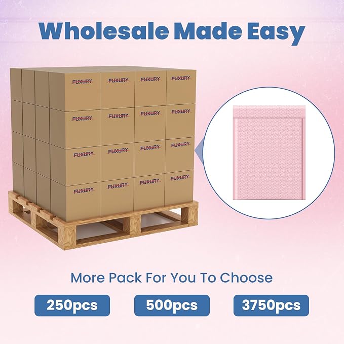 Fuxury Bubble Mailers 10x13 Inch Light Pink 25 Pack Opaque Padded Envelopes | for Clothing, Books, Makeup & Accessories, Self Seal Shipping Bags for Small Business