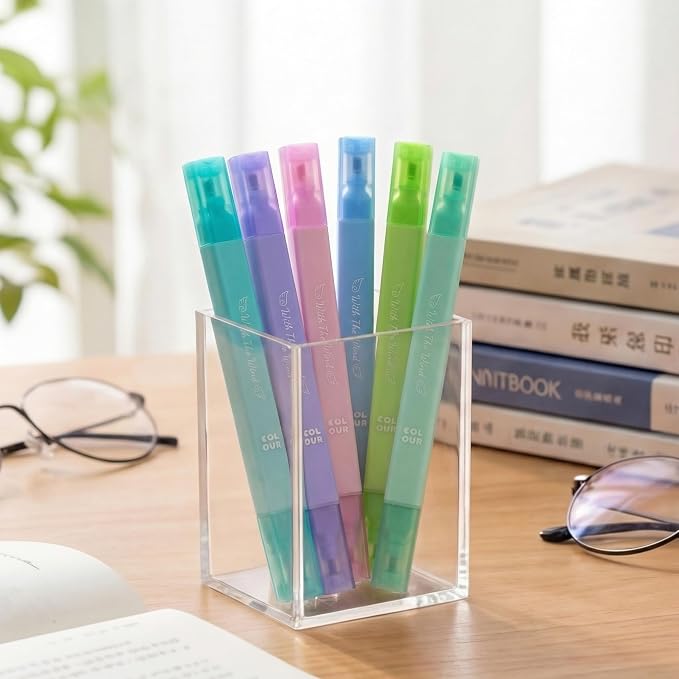 konket 6Pcs Aesthetic Cute Highlighters with Soft Chisel Tip,Bible Highlighters No Bleed, Quick Dry Highlighter Markers