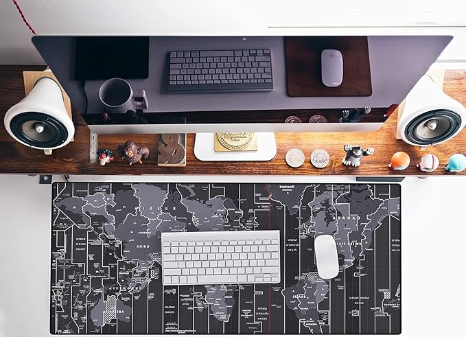 KTRIO Large Gaming Mouse Pad, Desk Mat, 31.5 x 15.7 in, World Map, XXL | Smooth Micro-Weave Surface, Artistic Pattern Design, Non-Slip Rubber Base, Durable Stitched Edges, Office & Home Use