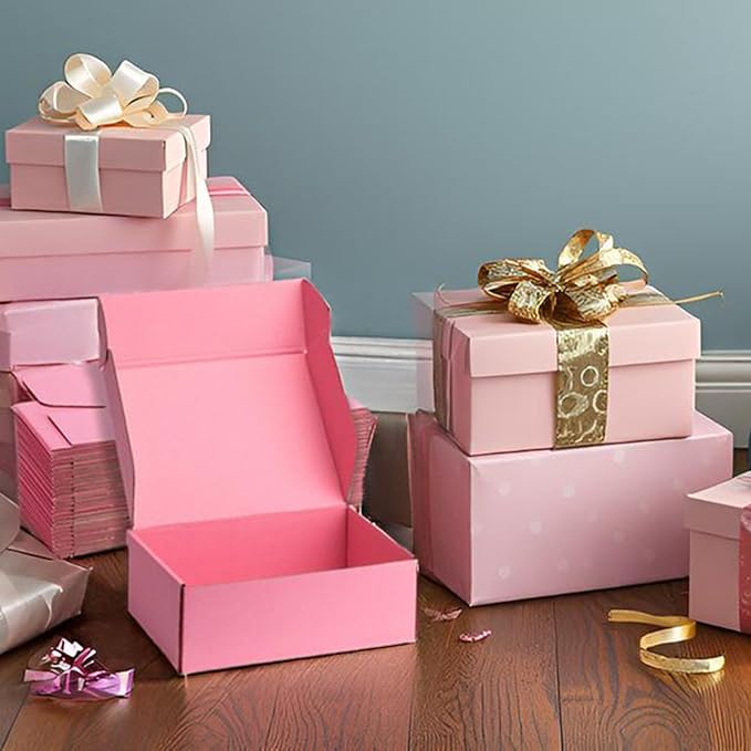 Small Shipping Boxes 12x9x4 Inches – Pink Corrugated Cardboard Boxes (20-Pack) for Mailing, Packing, Small Business & Gift Packaging - Recyclable & Sturdy