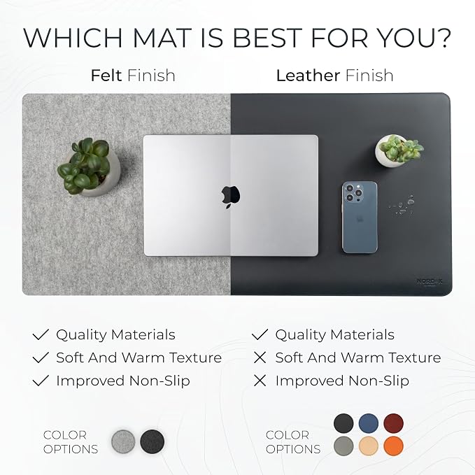 Nordik Felt Desk Mat - Large Felt Desk Pad - Marle (35 x 17 inches) | Premium Desk Matt for Desktop, Full Desk Keyboard Mouse Pad, High Quality Felt and Non-Slip Rubber Liner for Home and Office