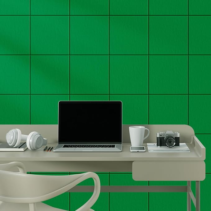 MaxGear Felt Bulletin Board 36" x 24", 6 Pack Emerald Green Felt Wall Tiles | Cork Board For Walls Alternative, 6 Pack 11.8" x 11.8" Wall Panels, Pin Board Custom Layout Design, Office Decor Home Decor