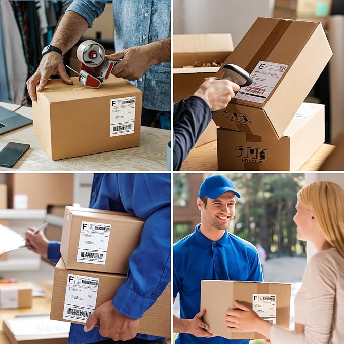 MaxGear 4" x 6" Direct Thermal Labels, 4000 Fanfold Labels, for Shipping & Mailing, Perforated White, Commercial Grade with Permanent Adhesive, Compatible with Most Thermal Printers,8 Stack