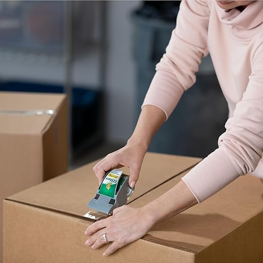 Duck EZ Start Clear Packing Tape with One-Handed Dispenser - Quiet Easy Start Packaging Tape for Boxes, Shipping, Moving & Storage - 1.88 Inch x 55 Yards (1259457)
