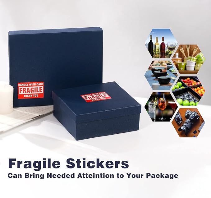 3 x 2 Inch Handle with Care Fragile Stickers for Shipping Moving Glass 1000 Permanent Adhesive Fragile Labels-2 Rolls