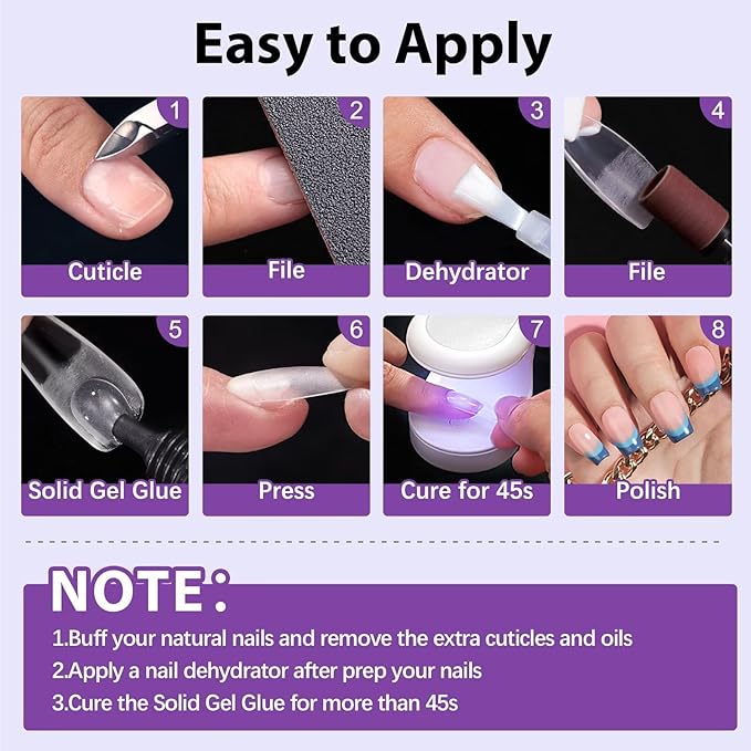 BTArtboxnails 30g Solid Nail Gel for Nail Tips, Upgrade Gl ue Gel for Fake Nails Cure Needed, Long Lasting Strong Adhesion Nail Gl ue Gel
