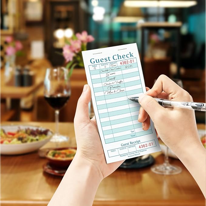 ZPARIK 12 Pack Guest Checks Books for Servers Server Note Pads Blue & White | 12 Pack Guest Checks with 50 Sheets Per Book, Waiter Checkbook, Waitress Notepad for Restaurants, Perfect for Servers