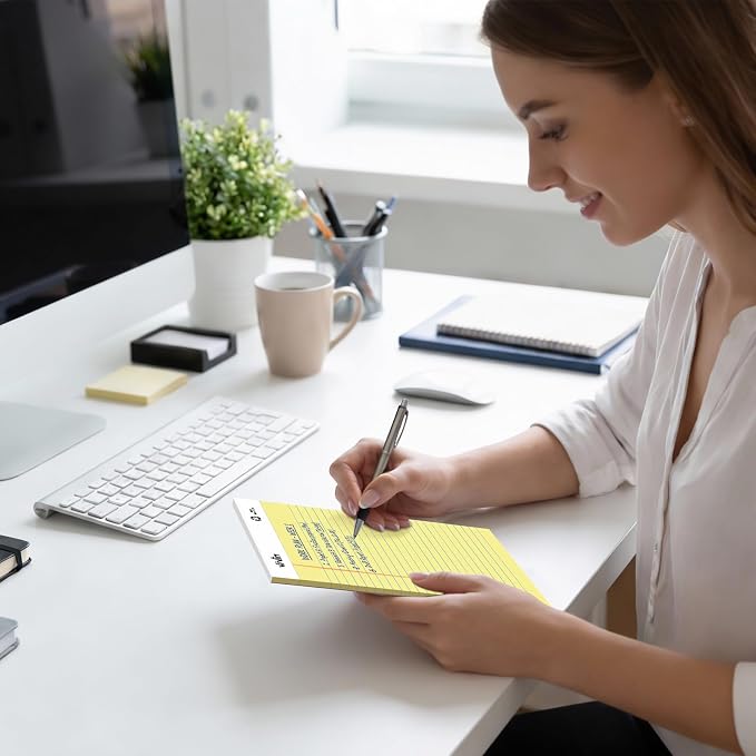 ViVin Legal Pads 5" x 8", 12 Pack, Narrow Ruled, Perforated Notepads | 30 Sheets Per Note Pads, Small Writing Pads Ideal for Home, Office, Business, Canary Yellow Paper