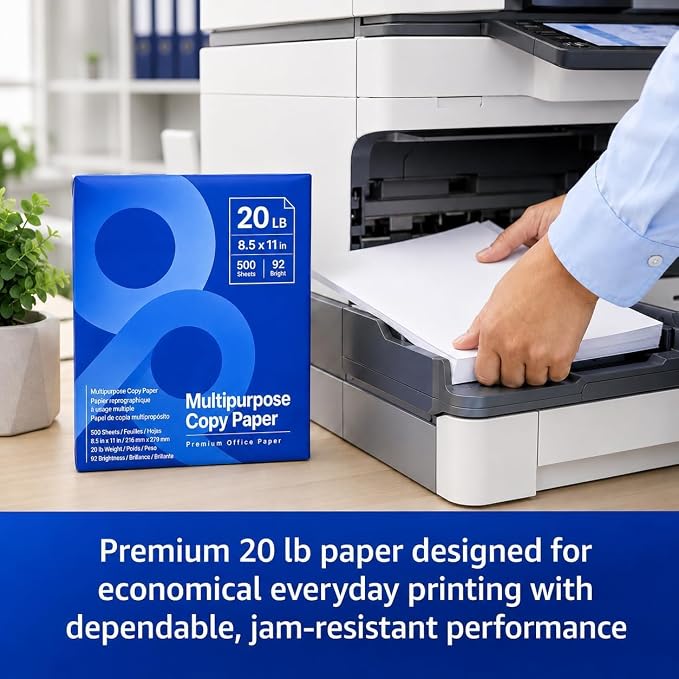 Multipurpose Copy Printer Paper, 20 lb, 8.5 x 11 Inches, 2 Reams (1,000 Sheets), 92 Bright White WD Bundle H888-8 (Packaging May Vary)