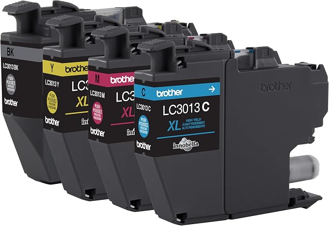 Brother Genuine LC30134PKS High-Yield Color Ink Cartridges, 4-Pack, Up to 400 Pages per Cartridge, Includes Black, Cyan, Magenta and Yellow