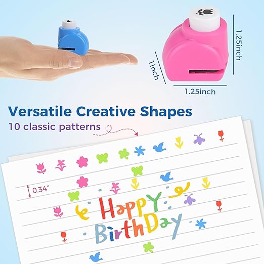 LOVEINUSA 10 PCS Flower Shaped Craft Hole Punch Set for DIY Crafting, Scrapbooking,Tissue Paper for Gift Bags, Festival Wedding Paper DIY Projects, Gift Tags, Mini Cutter Nail Arts Crafts
