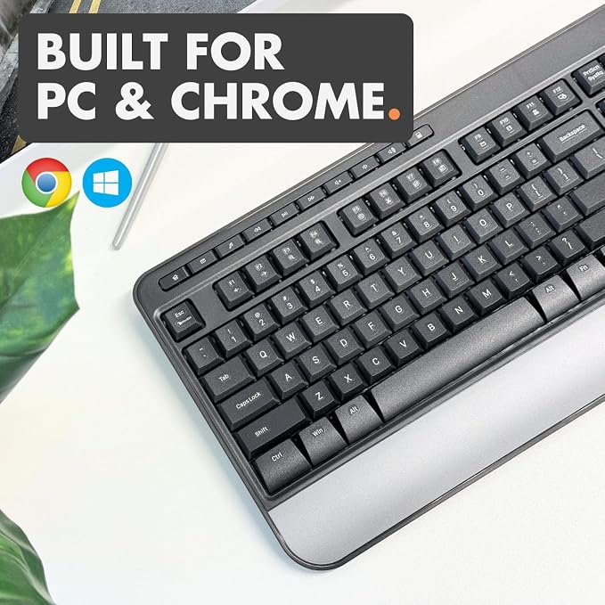 X9 Wired Ergonomic Keyboard - Comfortable Typing - Ergonomic Full Size USB Keyboard with Wrist Rest, Number Pad, Multimedia and 114 Keys - External Computer Keyboard for Laptop, Desktop and Office PC
