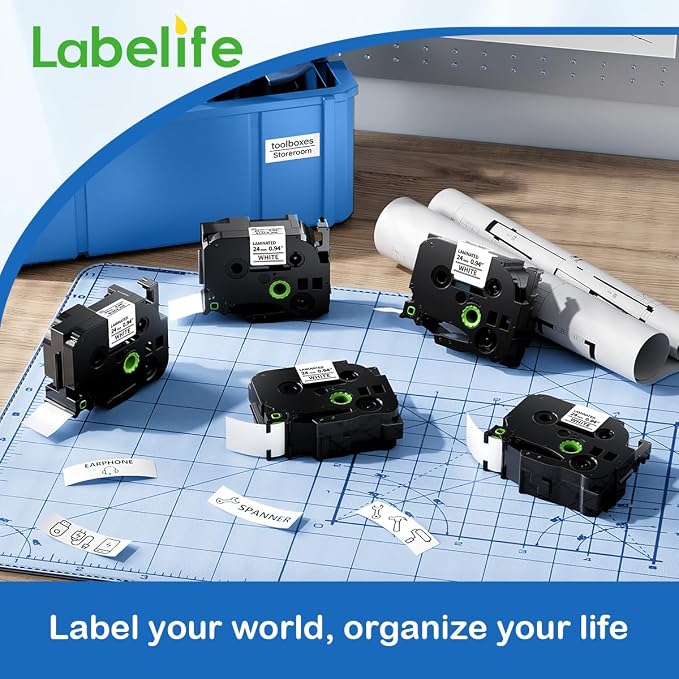 Labelife 8-Pack TZe-251 Replace for TZe TZ Tape 24mm 0.94 Laminated White | Compatible with Brother P Touch Label Maker Tape 24mm 1'' TZe251 TZ-251 for Brother PT-D600 PT-D610BT PT-P710BT P700 P750W