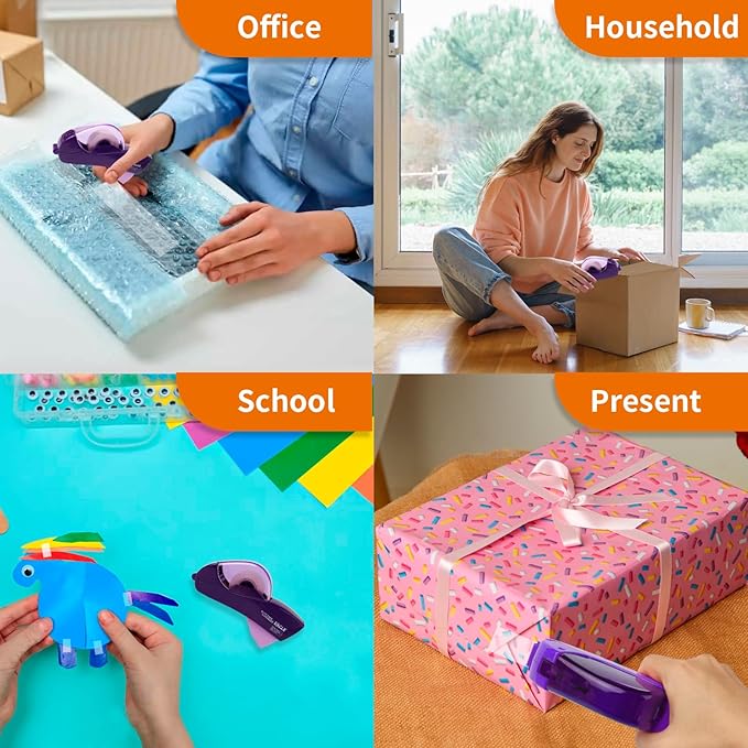 Eagle Automatic Tape Dispenser, Tape Gun, Single Handheld Design, Free 1 Roll of 0.5 Inch (12 mm) and 1 Roll of 0.75 Inch (19 mm) Tapes (Purple)