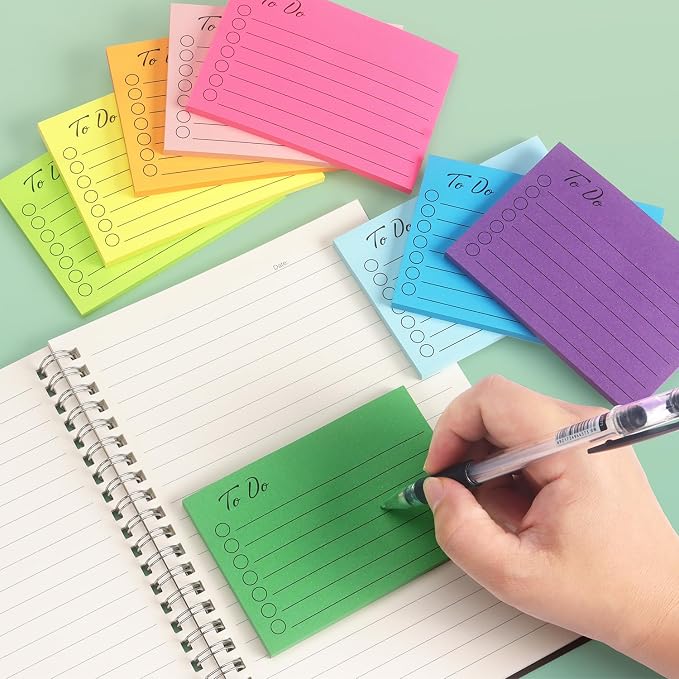Eastern Wolf to Do List Sticky Notes, 3x4 in, 9 Neon Colors, 50 Sheets/Pad | Bright, Adhesive Memo Sticky Notes Notepad,Eye-Catching, for Planning & Reminders