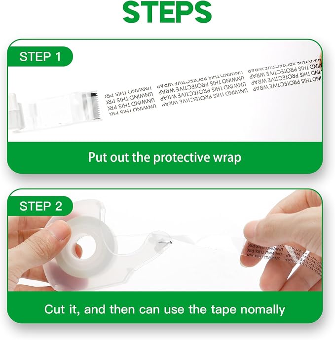 LOCKLOCK Double Sided Tape Light Duty, 40 Pack, 1/2 x 300 inches, Narrow Double StickTape with Dispenser for Crafts, Gift Wrapping, Alternative to Scrapbook Tape, Office School Supplies.