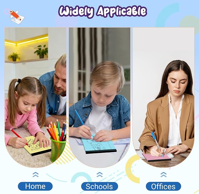 6 pcs Note Pads Legal Pads 5x8, Notebook College Ruled, Colored Notepads | Glyanlee 6 Pack Micro Perforated Writing Pads, Small Lined Paper Pads, Pad of Paper for Office Home School