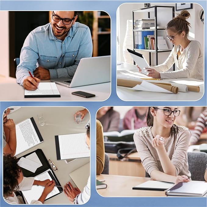 24 Pack White Note Pads 8.5x11, Wide Ruled Legal Pads 8.5 x 11 Writing Pad, Micro Perforated Notepad 8.5'' x 11'' Lined Paper Pads, Thickness Paper with Strong Cardboard, 30 Sheets per Pad