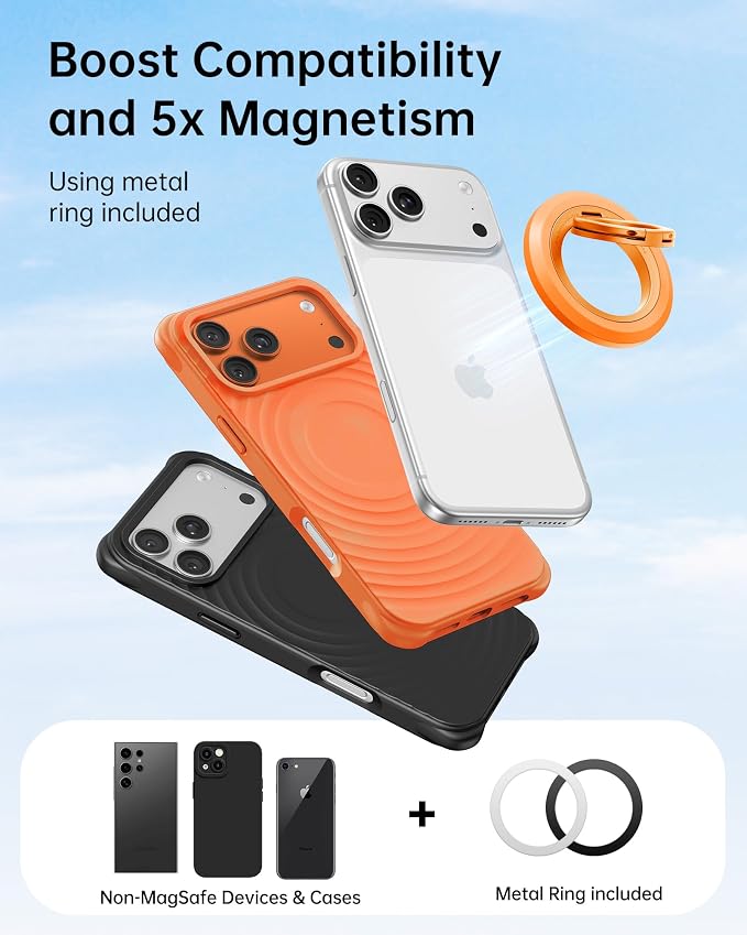 SYNCWIRE Magnetic Phone Ring Holder, for MagSafe Phone Grip Stand Kickstand | 360° Rotation, Double-Sided Magnet, Cell Phone Grip Finger Holder, for iPhone 17 16 15 14 13 12 Pro Max, MagSafe Accessories