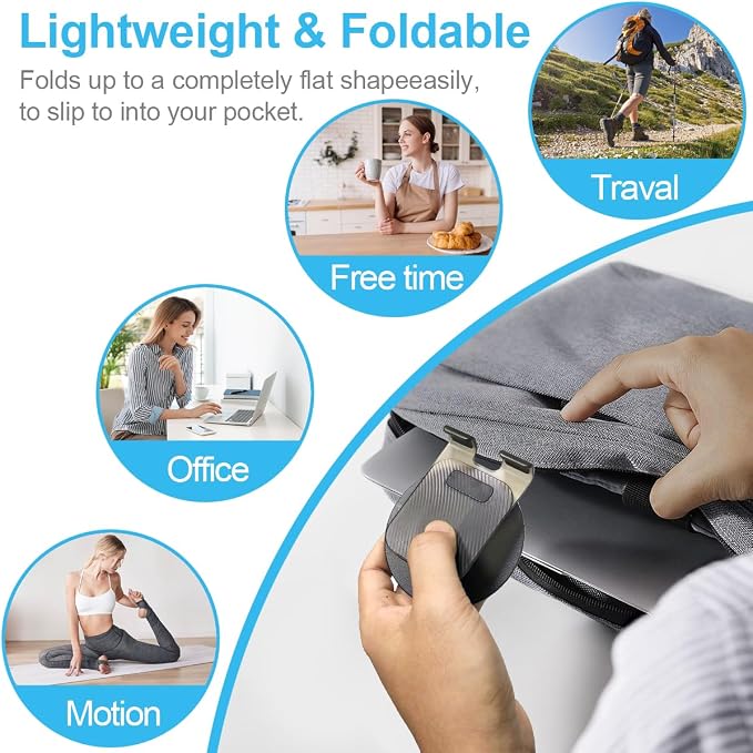 POQOD Foldable Cell Phone Stand for Desk, Fully Adjustable Phone Holder for Desk Compatible with iPhone 16 15 14 13 12, Nintendo Switch, All Phones, (Black)