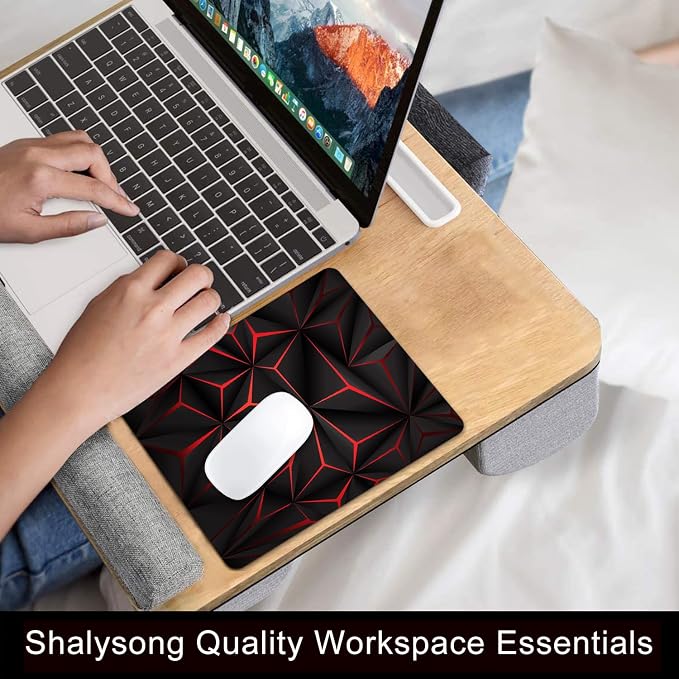 Red Abstract Geometric Mouse Pad, 9.5"x7.9" Non-Slip Computer Pad | Personalized mouse pad with 3D red geometric design. Premium smooth cloth surface, 3mm cushion & non-slip rubber base.