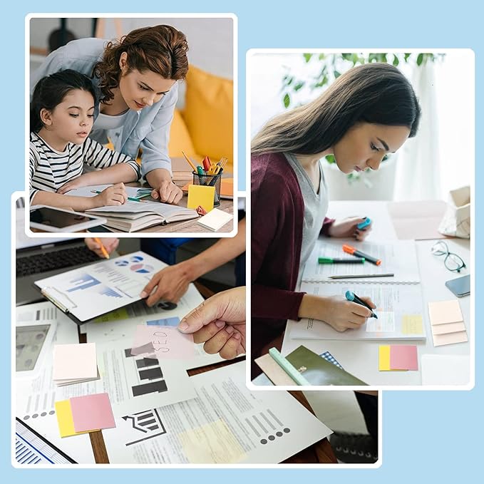 ENLUOM Transparent Sticky Notes - 3 x 3 in Pastel Clear Notes, 200 Sheets | Translucent See Through Self-Adhesive Note for Books Annotation and Studying, Water-Resistant, Easy to Peel, Clean Removal