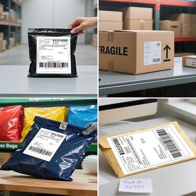 4 Rolls 4x6 Thermal Labels, 1800 Labels, Direct Shipping Labels for Zebra & Rollo Label Printer, Strong Adhesive, White Thermal Printer Label, 450Pcs/Rolls