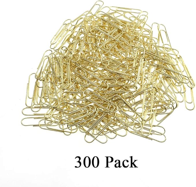 HAHIYO Paper Clips Sturdy 1.1 inches Length 300 Pack Paperclips Heavy Duty Tight Grip Rust Proof Reusable Metal Bright Rose Gold for Home Office School