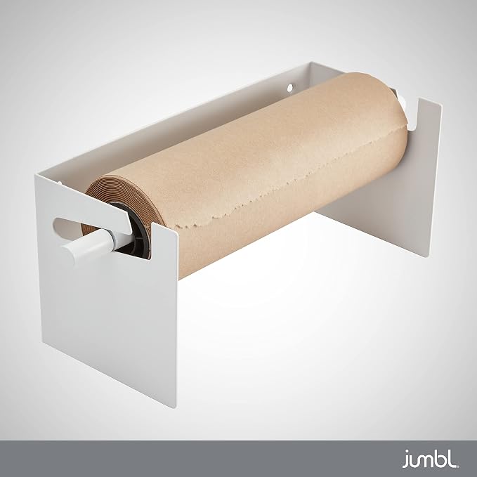 Jumbl 12” Wall Mounted Kraft Paper Dispenser | Hanging Paper Roll with Cutter for Kitchen, DIY Room, Office, Business, & More | Great for to-Do Lists, Menus, Grocery Lists, & Art Projects