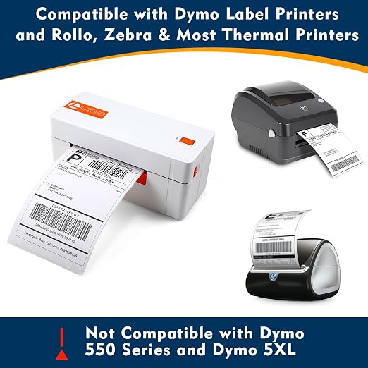 L LIKED 2200 4"x 6" Direct Thermal Labels, Replacement for DYMO 1744907 | 10 Rolls, 220 Labels/Roll, BPA Free, Perforated, Strong Adhesive, Compatible with Most Thermal Printers