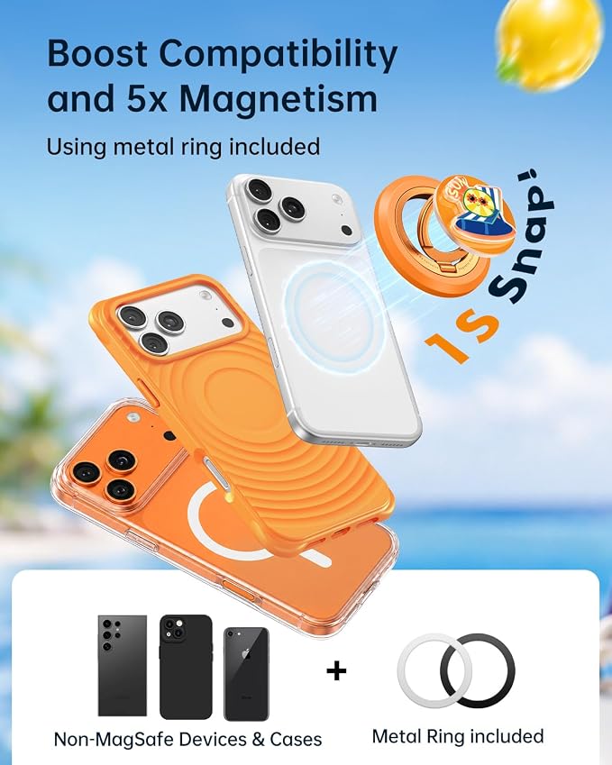 SYNCWIRE Magnetic Phone Ring Holder, for MagSafe Phone Grip Stand Kickstand | 360° Rotation, Double-Sided Magnet, Cell Phone Grip Finger Holder, for iPhone 17 16 15 14 13 12 Pro Max, MagSafe Accessories
