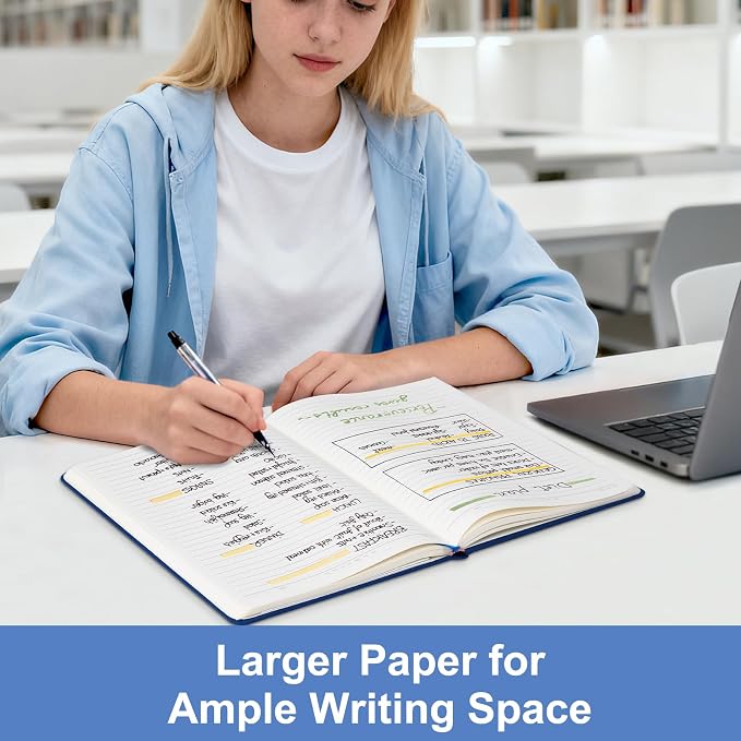 Comix B5 Lined Journal Notebook, 208 Pages, 6.9 x 9.8 Inches, Navy Blue | Hardcover Journaling Notebooks for Men & Women- Fits for Work, Office, Business, School, Notes Taking & Writing