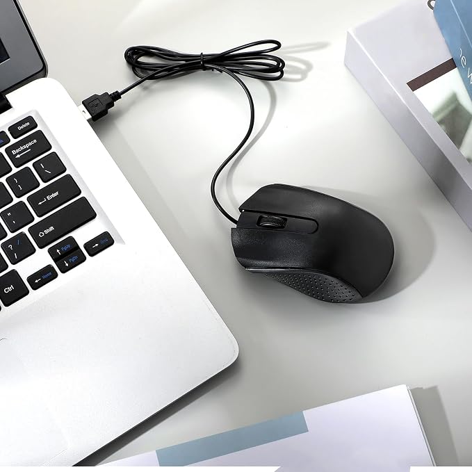 Bonuci 30 Pack USB Wired Mouse 3 Button Corded Computer Mice Bulk USB Mouse for PC Desktop, Laptop, Office, School, Classroom Use(Black)