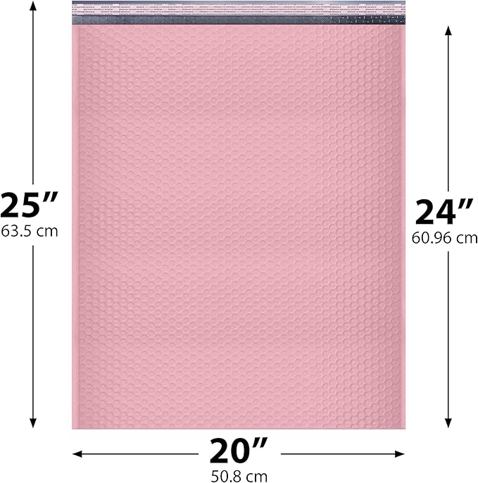 Light Pink Bubble Mailers 20x25, Poly Padded Envelopes #10, 50 Pack | Holds Clothing & Bulk Items, Self-Seal Closure, Cushioned Protection, Water-Resistant Poly, Bulk Pack for Small Business