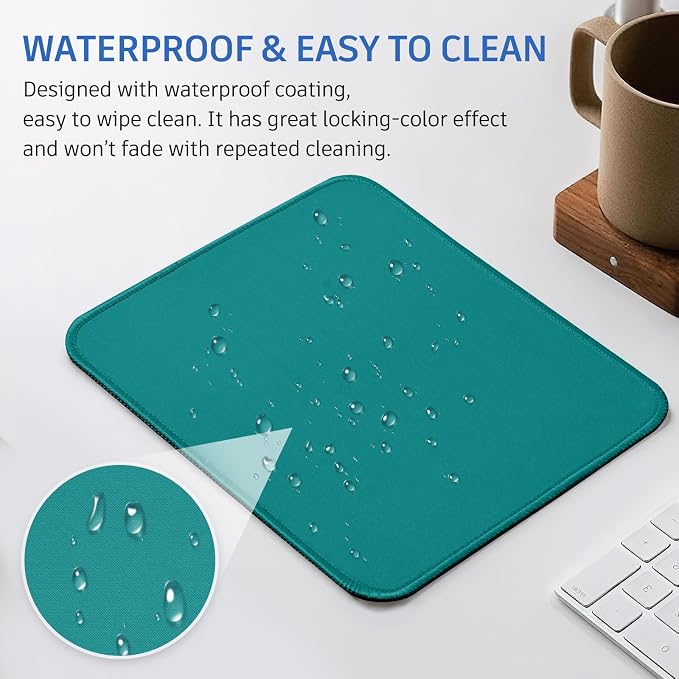 Green Mouse Pad, 10.2 x 8.2Inch, Non-Slip Waterproof Rubber