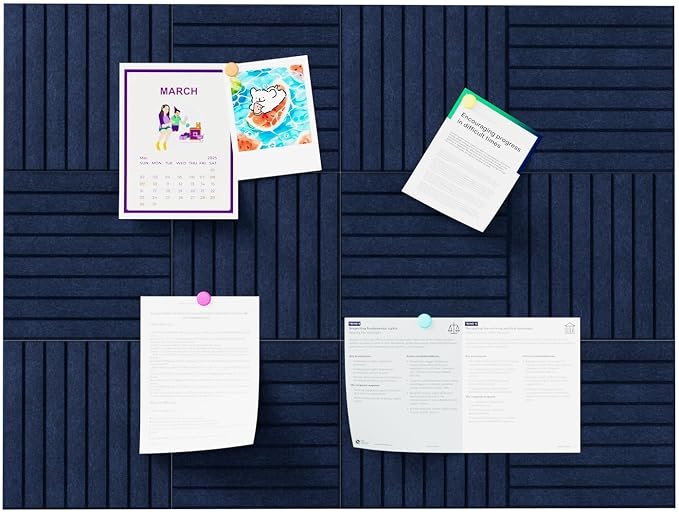Stripe Felt Bulletin Board Tiles, Cork Board Alternative 48 x 36 in | 0.35 in modular felt wall tiles for notes, photos, schedules, reminders in offices, classrooms, home and office workspaces