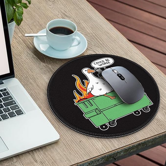 Gctriki Funny Goose Mouse Pad - 8.6 Inch Round Non-Slip Office Desk Mat, Cute Humorous Gift for Coworkers Boss, Premium Stitched Washable Mousepad for Computer Laptop Office Desk Accessories