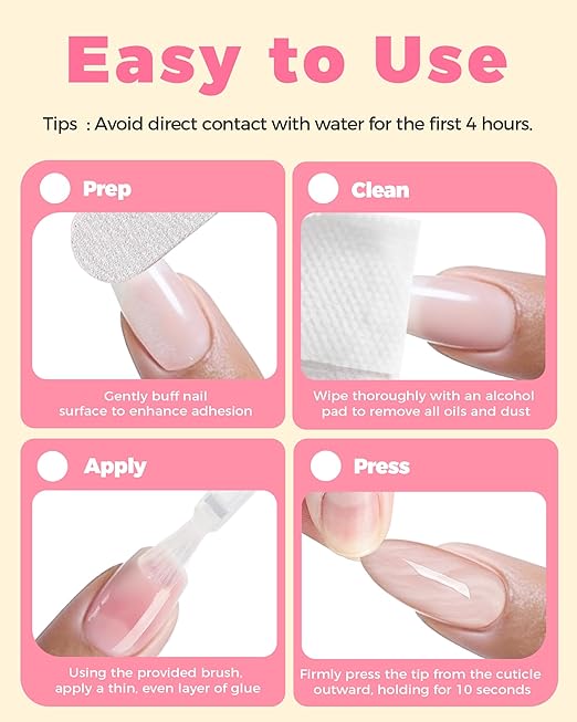 Super Strong Brush On Nail Glue, 【Advanced Nano-Bonding Tech with Ultra-Hold】 10ml Long Lasting 28 Days Nail Bond Glue Gel for Press On Nails, Nail Tips & Acrylic Fake Nails, Mess Free & Fast Drying