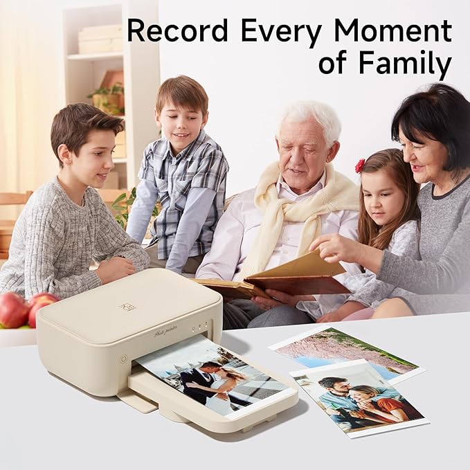 HPRT 4x6 Photo Printer with 20 Sheet Photo Paper& 1 Ribbon, Desktop Instant Picture Printer for iPhone, Smartphone, Thermal Dye Sublimation, WI-Fi Connnecting, Home Use, Beige