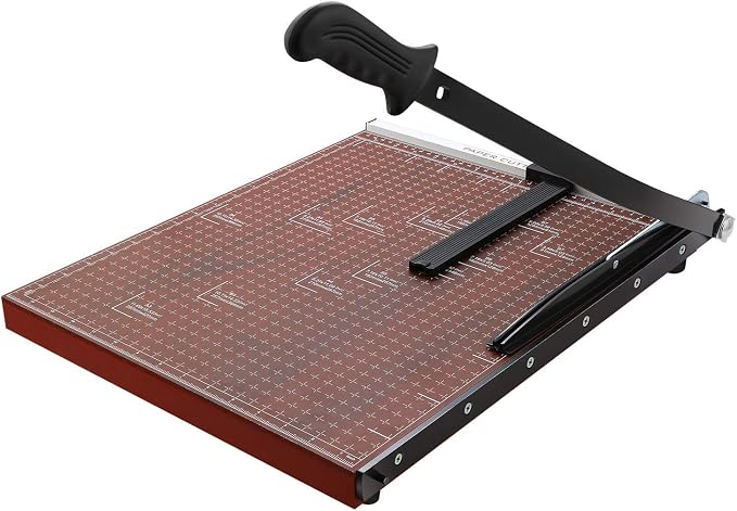 18" Guillotine Paper Cutter, 12-Sheet Precision Trimmer with Safety Lock | Heavy Duty Professional Metal Base, Magnetic Alignment for A2-A7 Cardstock, Large Office School Home Desktop Cutting Tool
