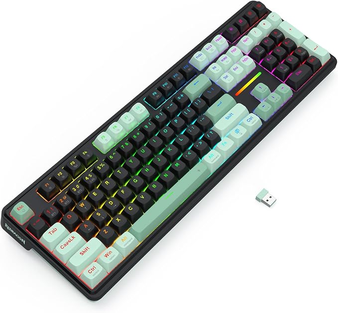 Redragon K745 PRO Wireless 108-Key Gasket RGB Gaming Keyboard, 4 Hotkeys | Extra Shortcut Keys, 0-Delay Tri-Mode, Cushioned Noise Dampening for Creamy Thocky Sound, Unfaded PBT Keycaps, PRO Software