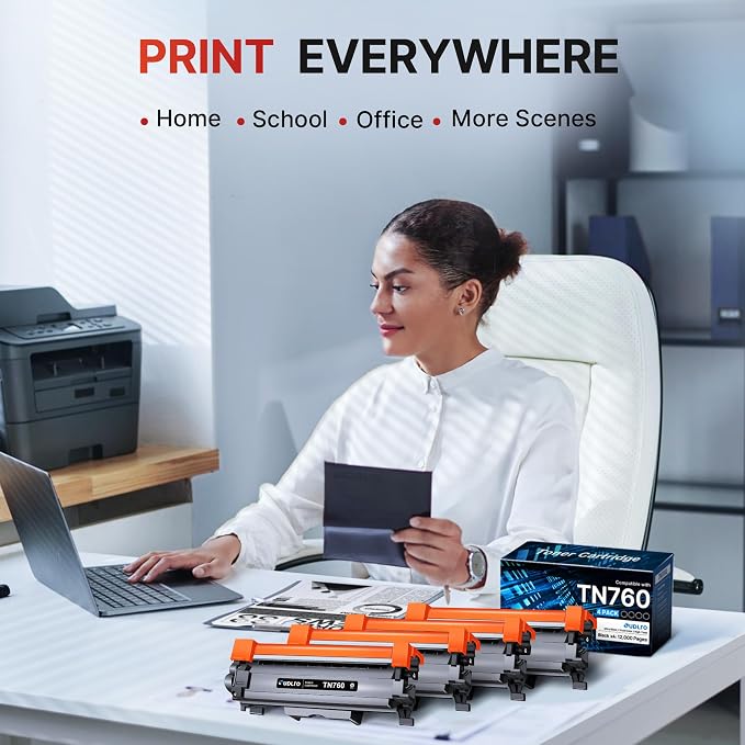 TN760 Toner for Brother Printer Replacement for Brother TN760 TN-760 TN730 | Toner TN-730/TN-760 Compatible with MFC-L2750DW HL-L2370DW MFC-L2710DW HL-L2350DW HL-L2390DW DCP-L2550DW Printer(4 Black)