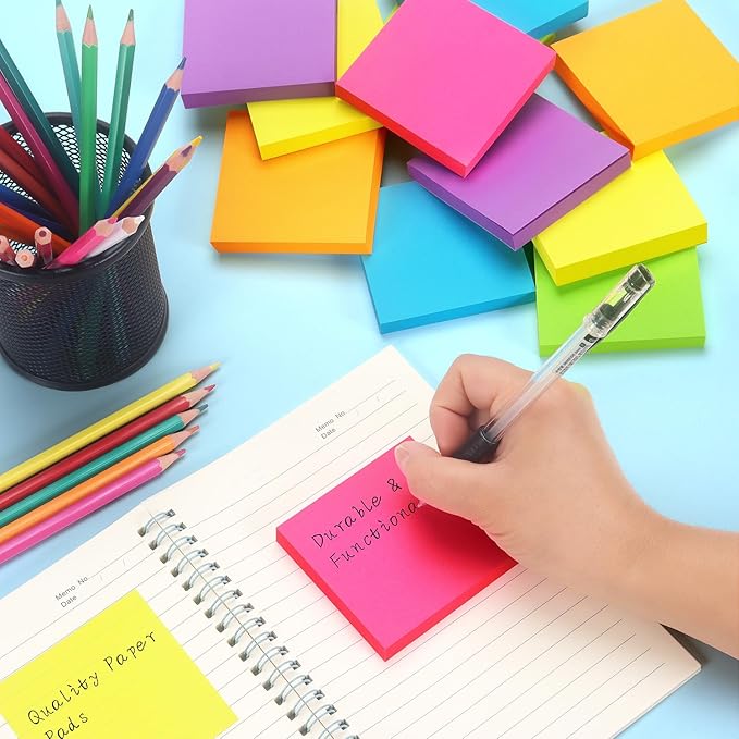 Early Buy Sticky Notes 3 in x 3 in,6 Bright Color, 6 Pads, 100 Sheets/Pad