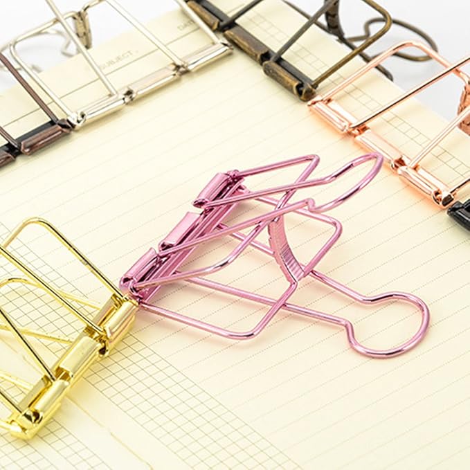 Hollow Out Paper Binder Clip Invoice Bill Clip Office Supplies Pack of 20 (M, Bronze)